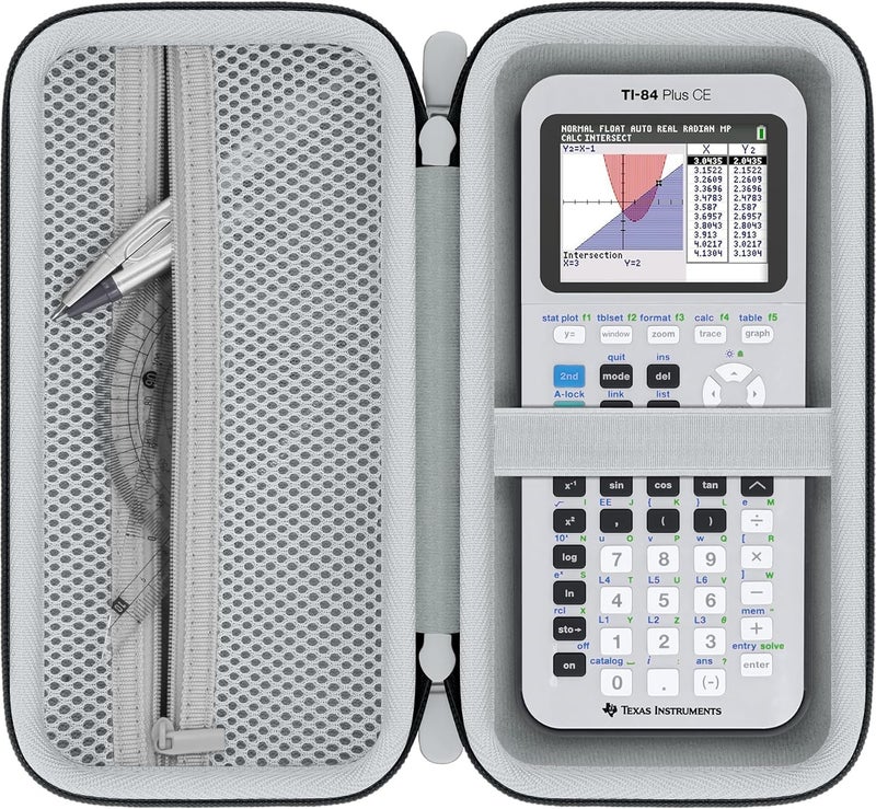 Baval Calculator Case Compatible with Texas Instruments TI-84 Plus CE/TI-84 Plus/TI-Nspire CX II CAS/TI-Nspire CX II/TI-83 Plus/TI-89 Titanium Color Graphing Calculator(White Case,Black Zipper) - Image 1